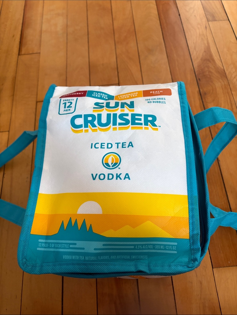 Iced Tea Vodka Cooler Bag in Teal and Yellow